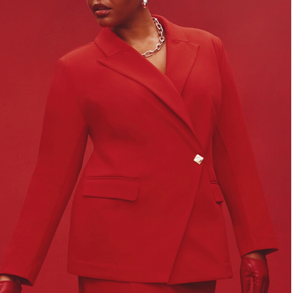 Eloquii Asymmetrical Closure Stretch Blazer